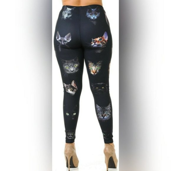 Buttery Soft Kitty Cat Face Leggings - Picture 3 of 7